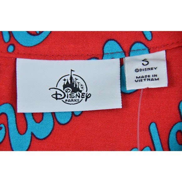Disney Parks Walt Disney World Casual Red Short Sleeve Button Shirt Size Small - Picture 3 of 7